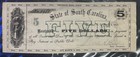 1872 $5 DOLLAR BILL, STATE OF SOUTH CAROLINA, COLUMBIA,Blue Ridge Railway — photo 1