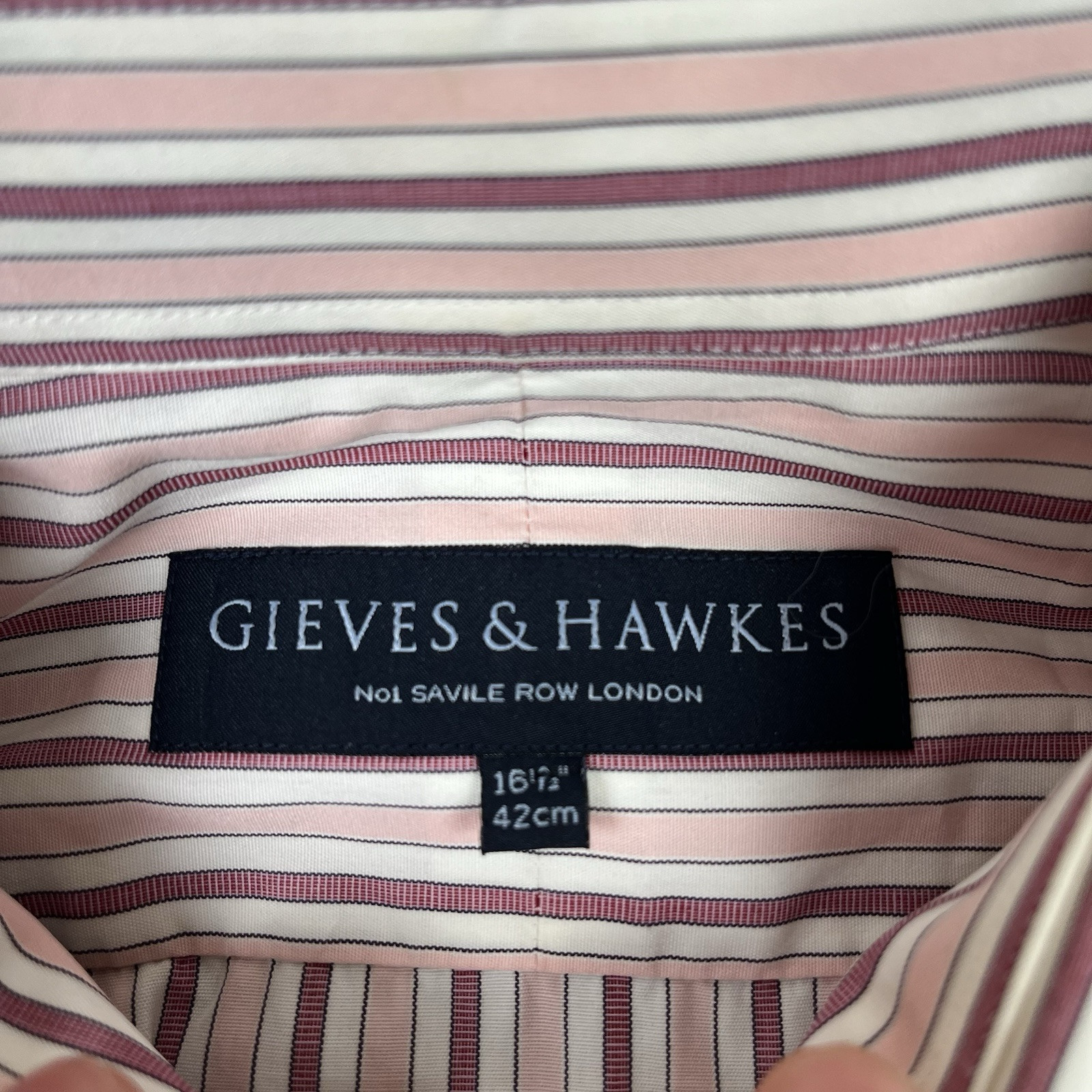 Camicia uomo Gieves & Hawkes 16 5 42 cm Saville fila rosa righe doppio polsino cotone