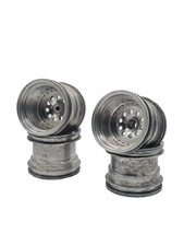 Vintage Rc Truck Aluminum Wheels Staggered 110th Scale Bearing Type Full Set