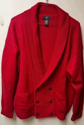 Womens Plus OverSized XL Vintage Wool Christmas Red Club Room Cardigan Sweater 