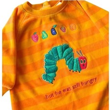 Vintage Carters Eric Carle The Very Hungry Caterpillar Velour Romper 0-3 Yellow