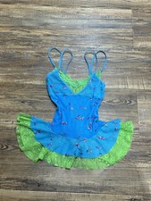VICTORIA'S SECRET Y2K Mesh Lace Trim Floral Cami Top Blue Green Fairycore S