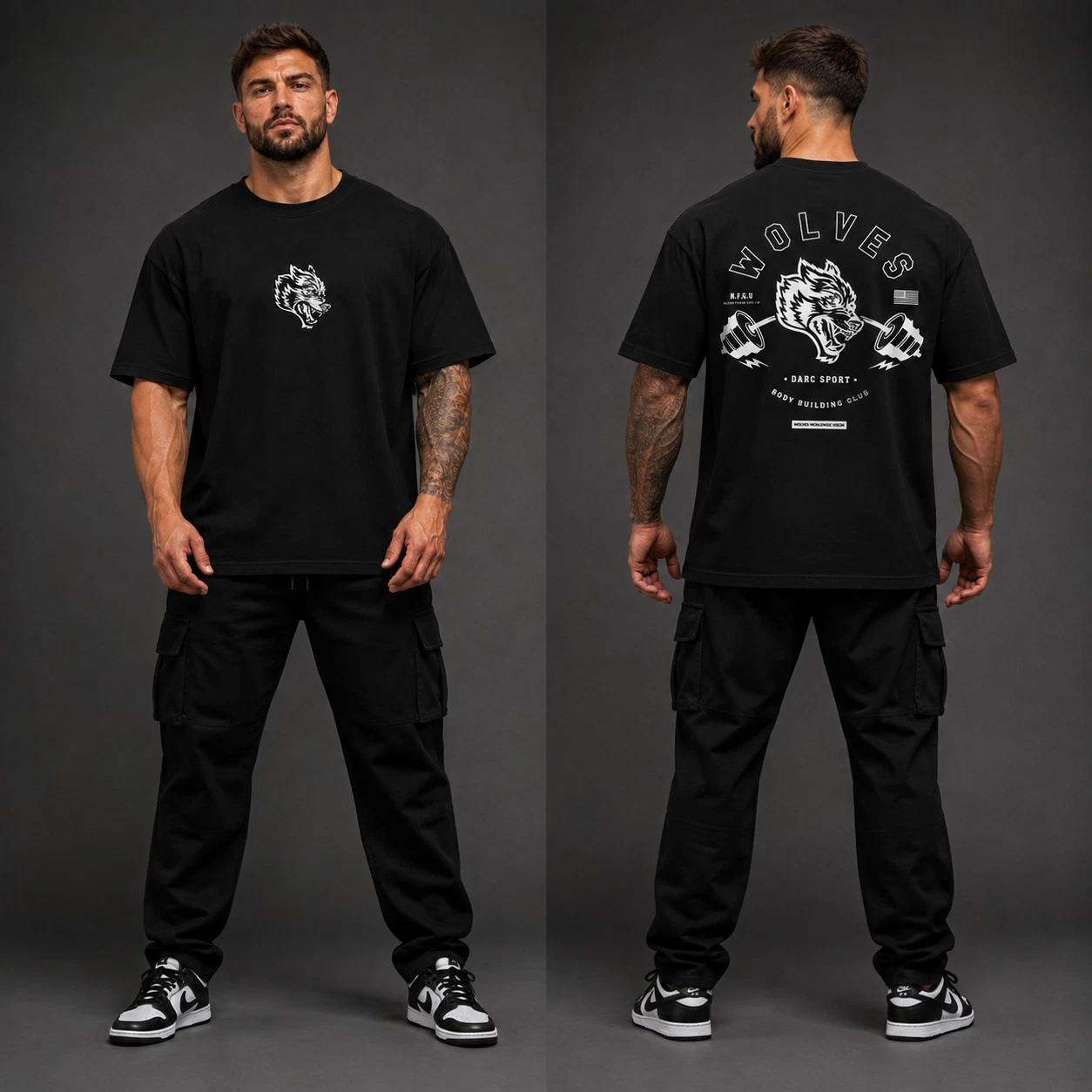 Men's Gym Fitness Bodybuilding Cotton T Shirt Oversized Graphic Streetwear Tee - Picture 1 of 10