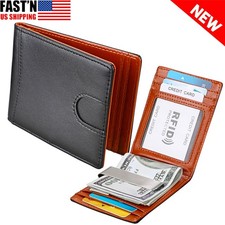 Slim Genuine Leather Wallet for Men Card Slots RFID Blocking Bifold Minimalist