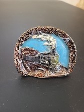 Train 5926 Pewter Belt Buckle with Color-Fill. Made In The USA