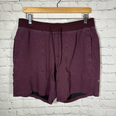 Lululemon Mens At Ease Short Textured Knit Cassis Burgundy Heathered Athletic