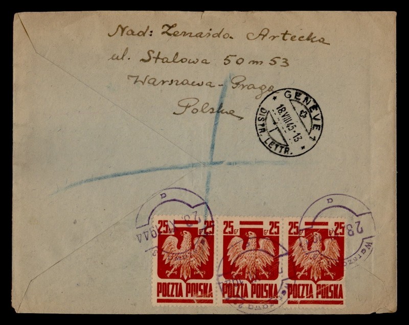 DR WHO 1944 POLAND REGISTERED WARSAW TO SWITZERLAND R49397