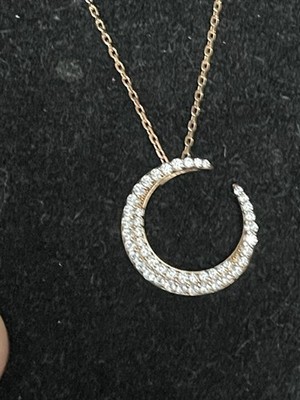 APM Monaco Pearl & Zirconia Moon Necklace Sterling Silver NWOB