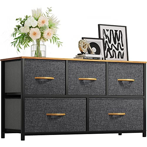 5-Drawer Fabric Dresser Storage Tower for Bedroom Organization-image