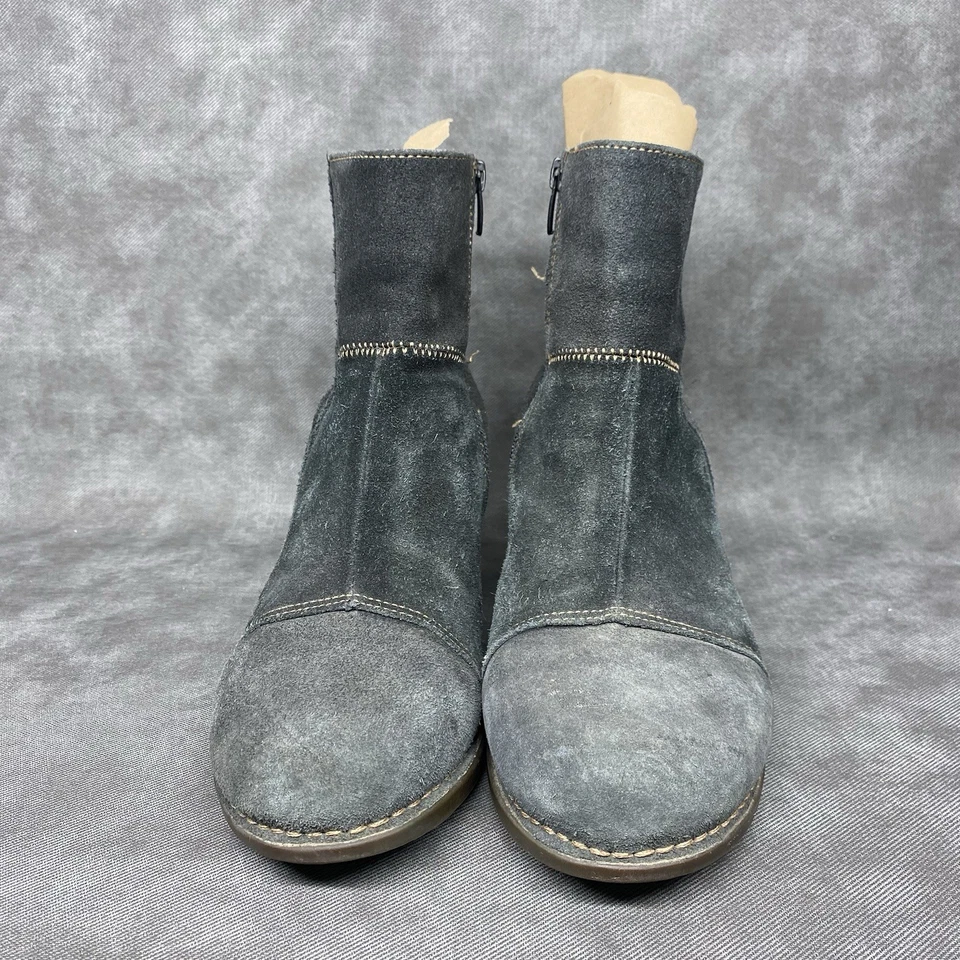 The Art Company Ankle Boots Zip Blue Suede Wood Heels Size EU 42 US 11 Footwear - Image 4 of 4