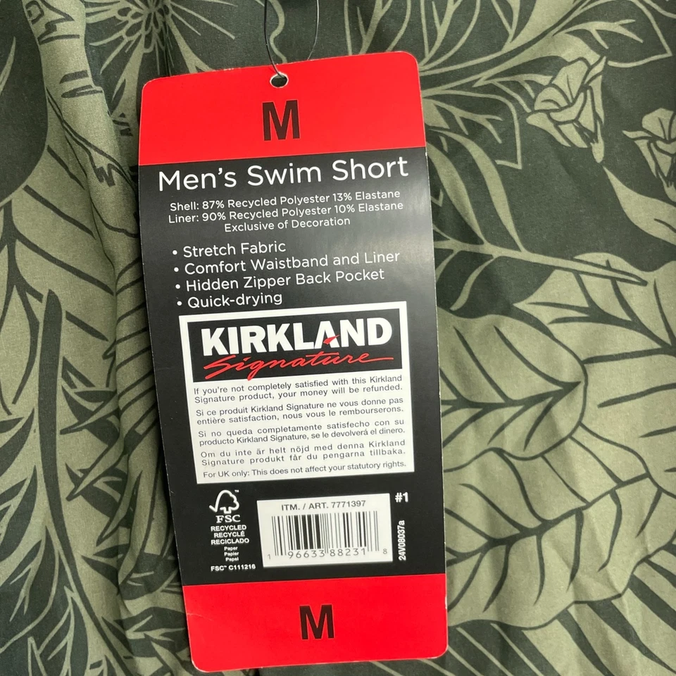 НОВЫЕ мужские плавки Kirkland Signature M с зеленым цветочным принтом с гавайской подкладкой - Изображение 3 из 4