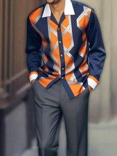 A Two-Piece Set for Men Featuring a Long-Sleeved Shirt And Trousers, Designed wi