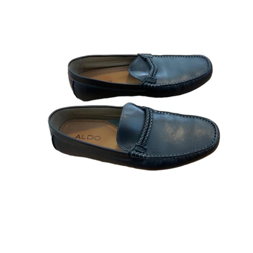 Aldo Black Slipon Leather Upper Braided Strap Detail Dress Loafers Shoes US 9 - Picture 3 of 5