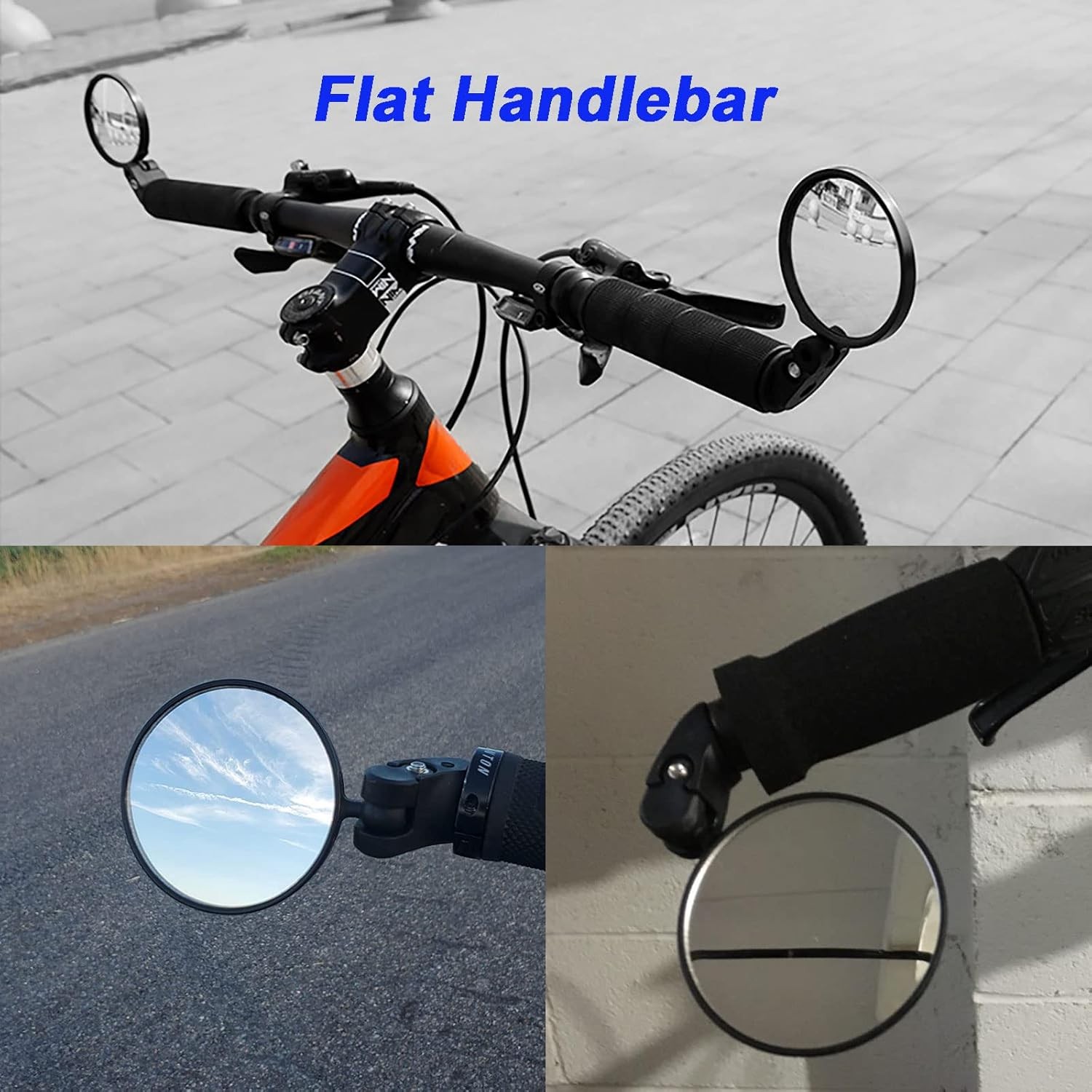 Bike & E-Scooter Handlebar Mirror 360&deg; Rotatable Unbreakable Convex Lens (2)