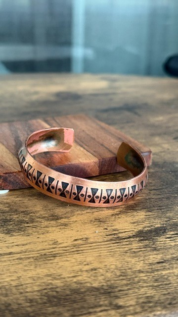 Solid Copper Cuff Bracelet - Adjustable - Geometr… - image 4