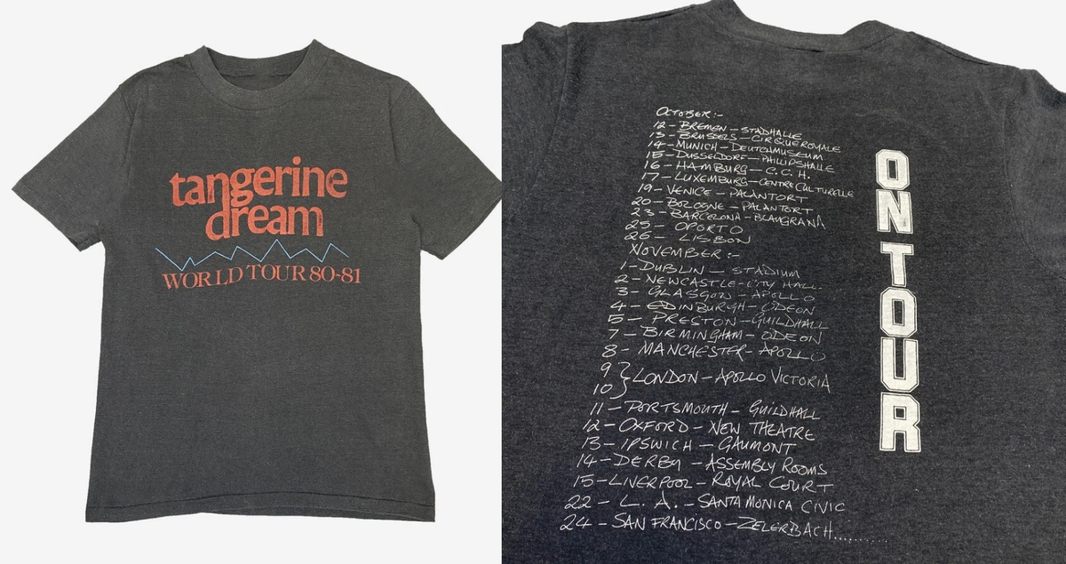 Tangerine Dream 80s ビンテージ バンド Tシャツ L 1980 TANGERINE DREAM World tour DOuble Sided T Shirt Full Size S