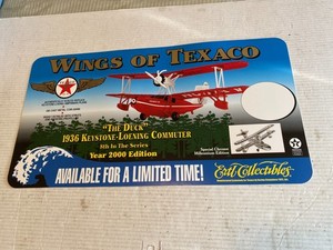 Vtg Wings of Texaco The Duck 1936 Keystone-Loening Commuter bank display sign