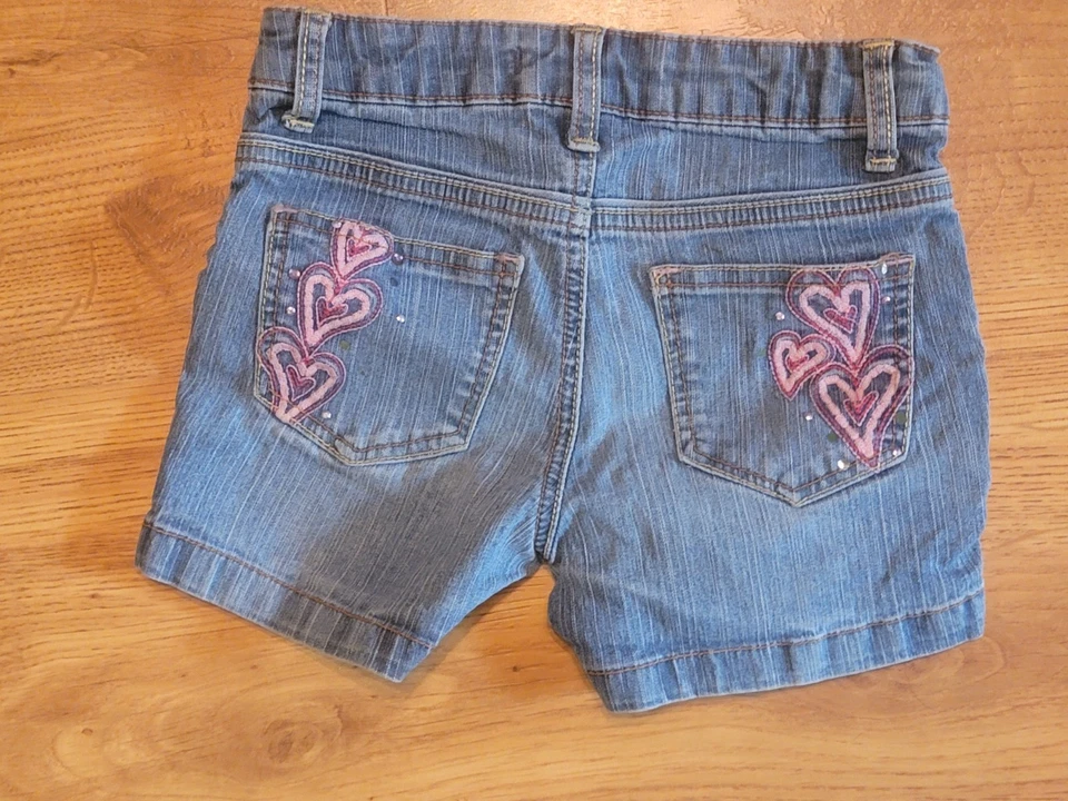 Route 66 Denim Jean Shorts w/Pink Stones Embroidery Girls Size 7 - Image 3 of 3