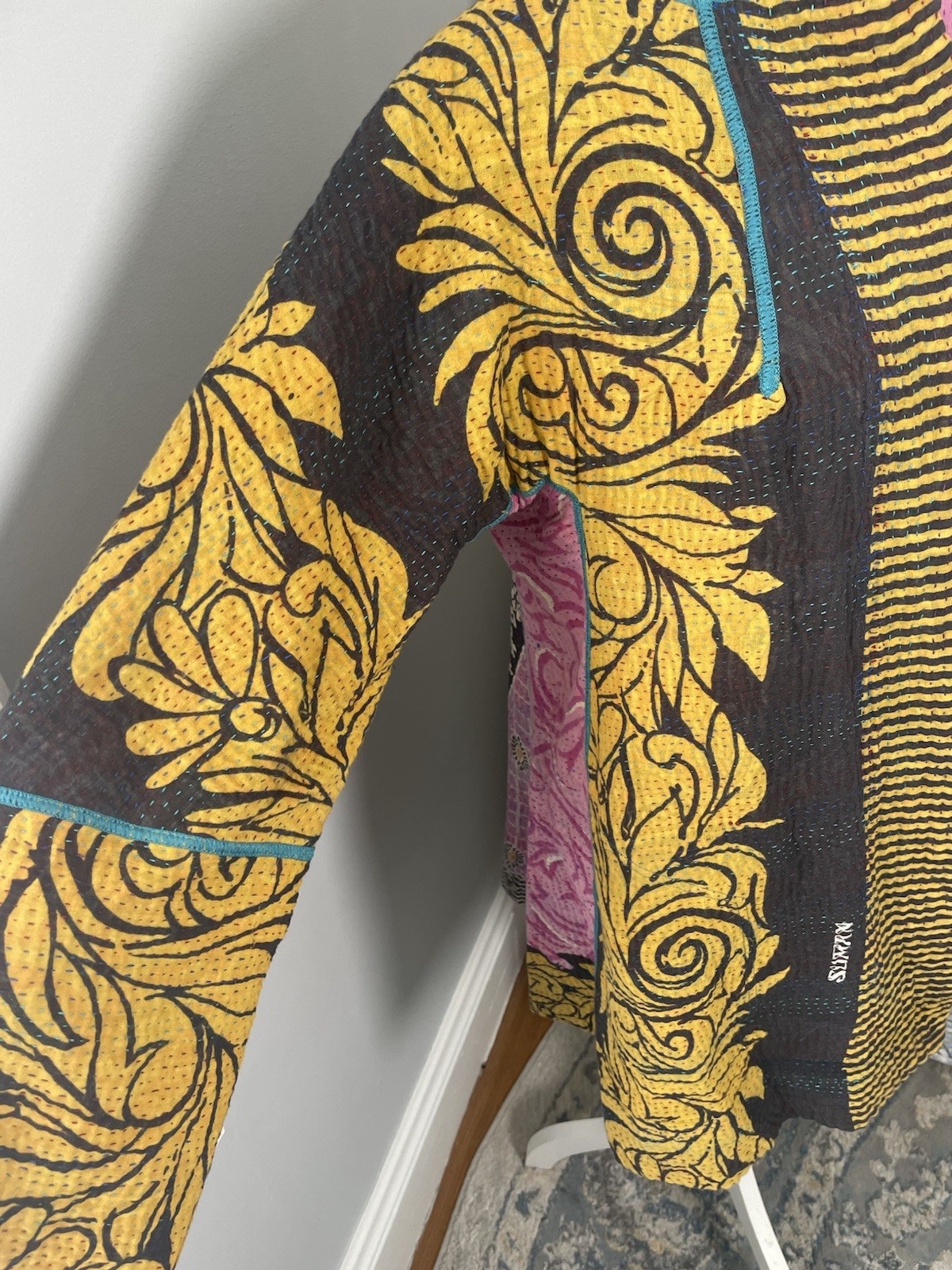 Boho Patchwork Jacket Mieko Mintz M | Kantha Quil… - image 5