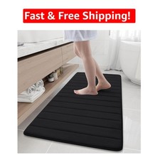 Ultra Soft 60 x 24 Memory Foam Bath Mat - Quick Dry, Machine Washable Black