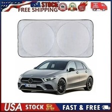 Car Windshield Sun Shade Shield w/Storage Pouch 59" x 29" Black  Silver Foldabl