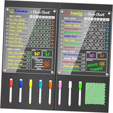 Acrylic Magnetic Chore Chart for Kids on Fridge   9.5"x12" Chore Chart 2PCS 
