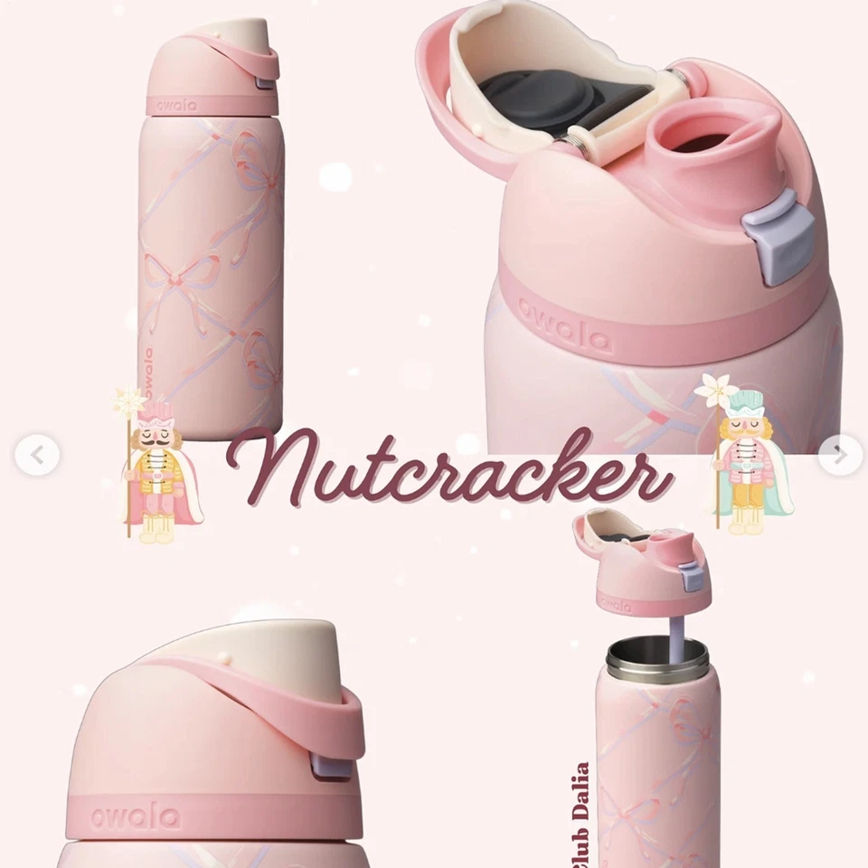 Owala Sugar Plum Fairy 32 Oz FreeSip Water Bottle Holiday Edition Pink - Image 3 of 4