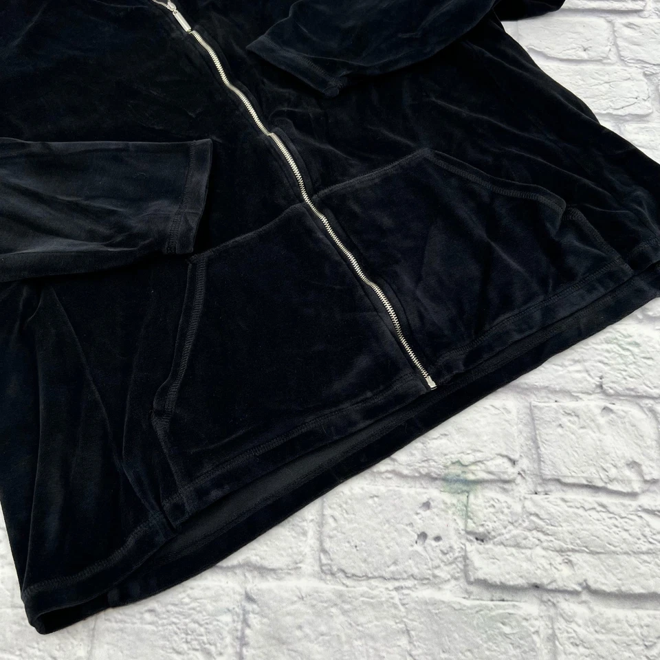 Chaqueta Evan Picone para mujer 3X de terciopelo negro con cremallera informal cómoda Foto 4 de 4