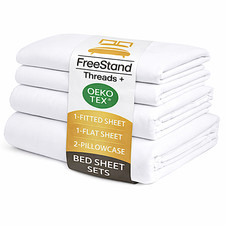 Threads Queen 4-Piece Sheet Set  100 GSM, Soft Microfiber, 1 Pack White 