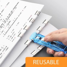 Mini Traceless Reusable Hand Clamp Push Stapler Paper Book File Office School St