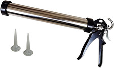 Professional Sausage Caulking Gun, Stainless Steel, 19 Inch Tube, Manual Drive,