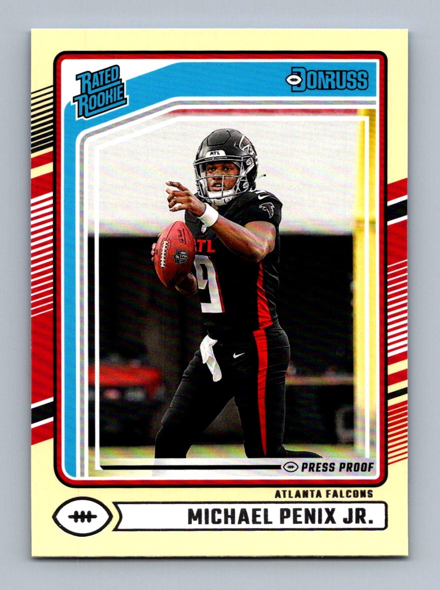 #308 2024 Donruss Rated Rookie YELLOW Press Proof Michael Penix Jr. RC Atlanta