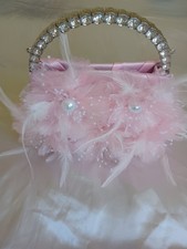 pink feather floral wedding evening summer clutch bag