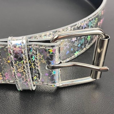 Holographic Star Print Y2K Retro Belt - Stylish & Fun Size XL waist 38''-42''
