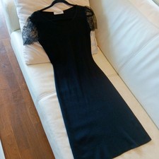 Valentino Roma Knit Lace One Piece Knee Length Black