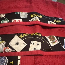 7 piece Shower curtain Red Cotton Poker Texas Hold'em Towel Set  