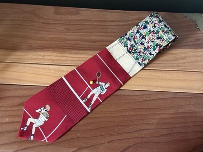 Vicky Davis Tennis Tie 3D Ball 100% Silk Red Novelty Stadium Crowd