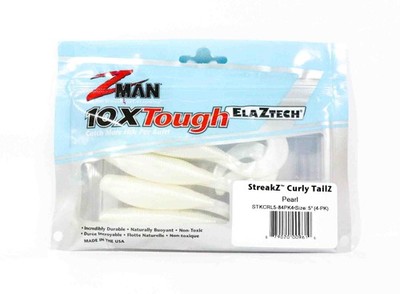 Zman Soft Köder StreakZ Curly TailZ 5 Zoll 4/Pack Pearl (9610)