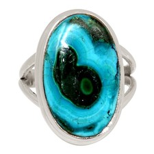 Natural Malachite In Chrysocolla 925 Silver Ring Jewelry s.5.5 ALLR-32500