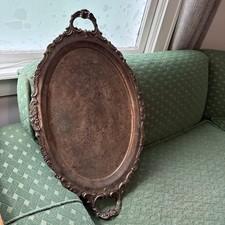 Vintage Wallace Baroque Silver Plate Footed Butler Tray Platter 294F 29x17 491L