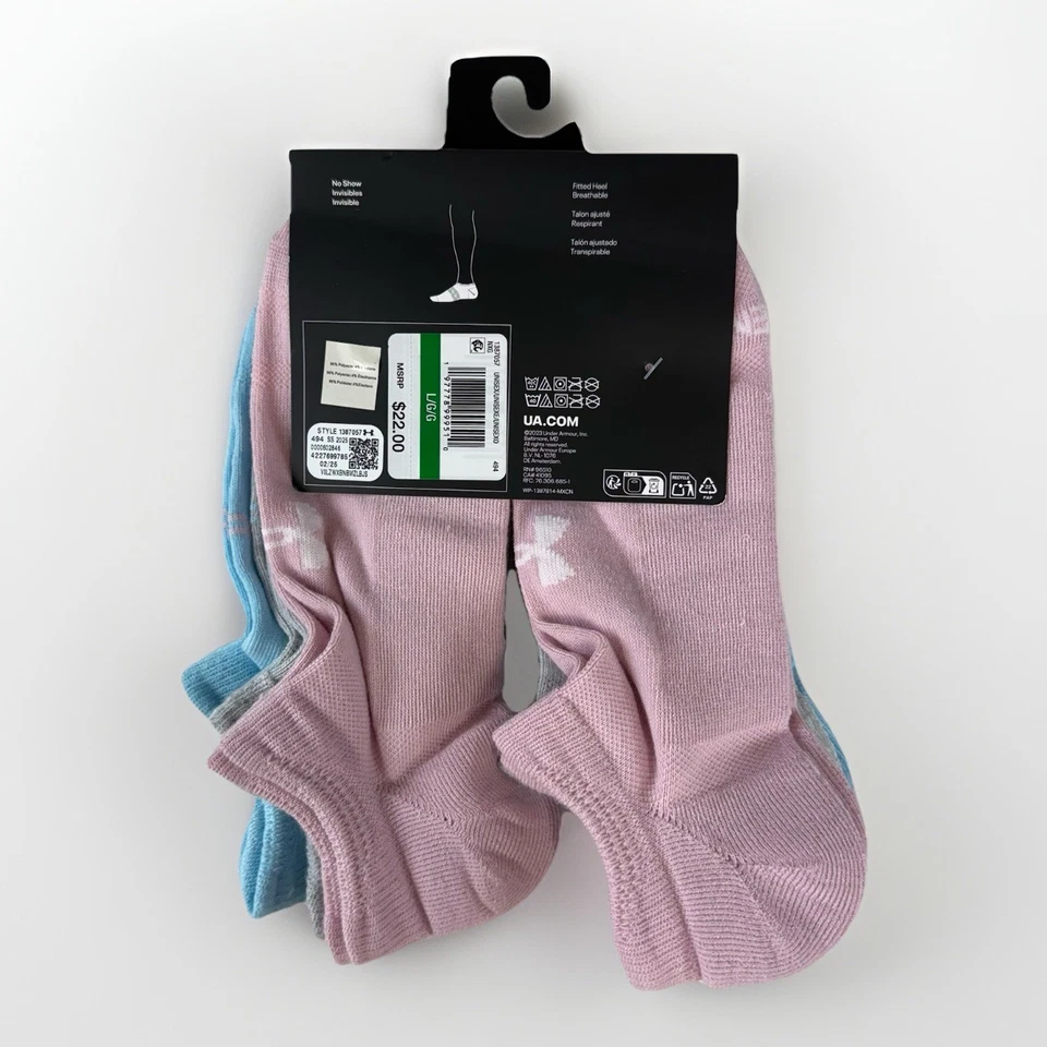 NUEVO CON ETIQUETAS CALCETINES UNDER ARMOUR UA ESSENTIAL ACOLCHADOS NO SHOW PAQUETE DE 6 pares grandes 8,5-13 Foto 2 de 3