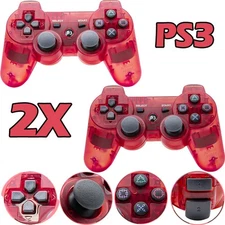 2X Red For Sony PS3 Playstation 3 Wireless Bluetooth Video Game Controller Pad