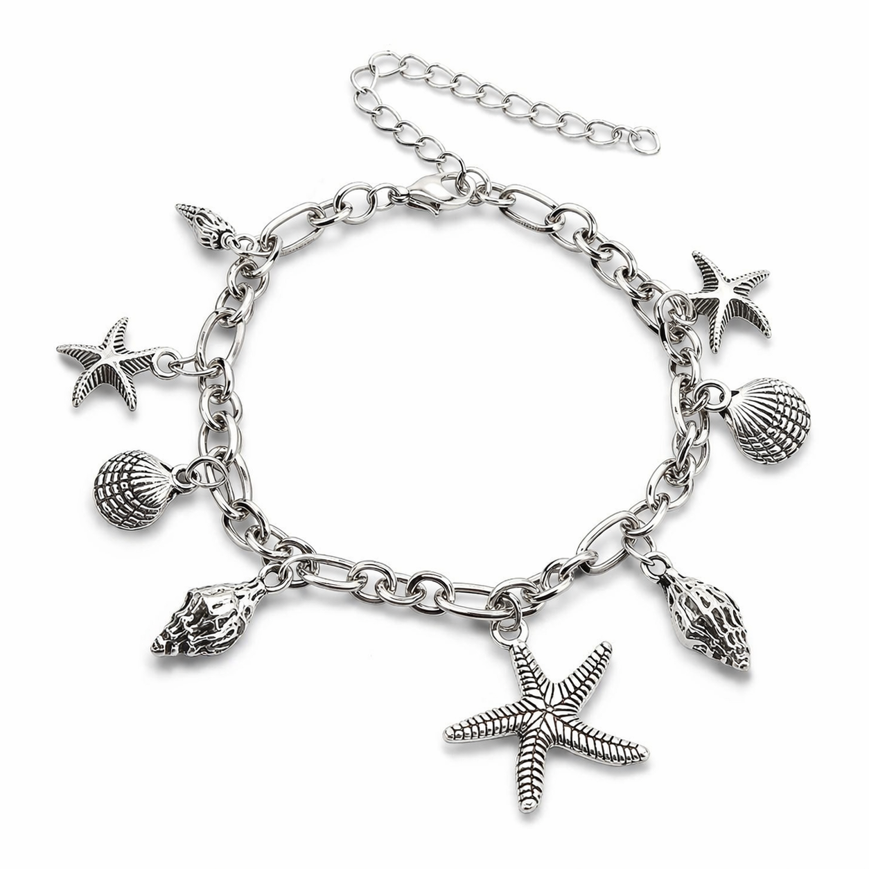 Starfish Anklet Bracelet Silver Beach Boho Adjustable Ocean Jewellery