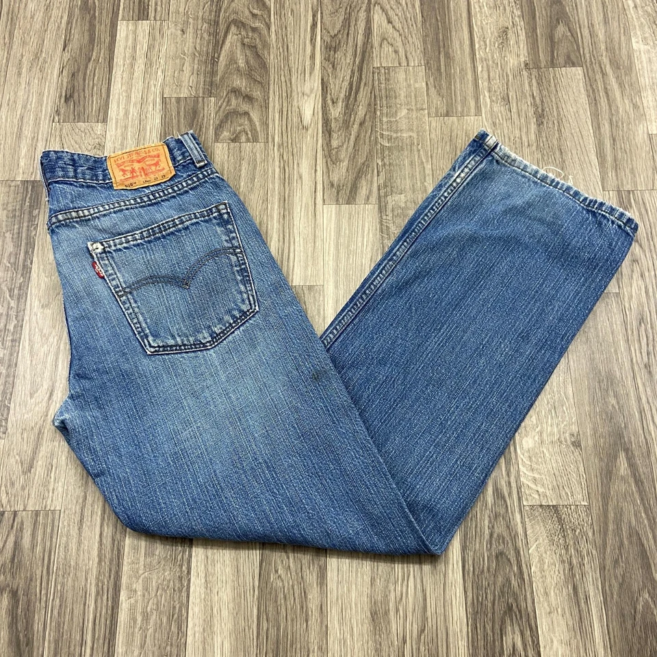LEVI'S 569 Loose Straight Mid Rise Blue Denim Distressed Jeans Unisex Kids 18 R - Image 2 of 4