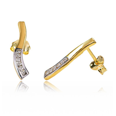 Diamant Welle Ohrringe vergoldet Sterlingsilber lange Ohrstecker