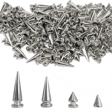 200 Sets Silver Cone Spikes Screw Back Studs for DIY Clothing and Leather Craft