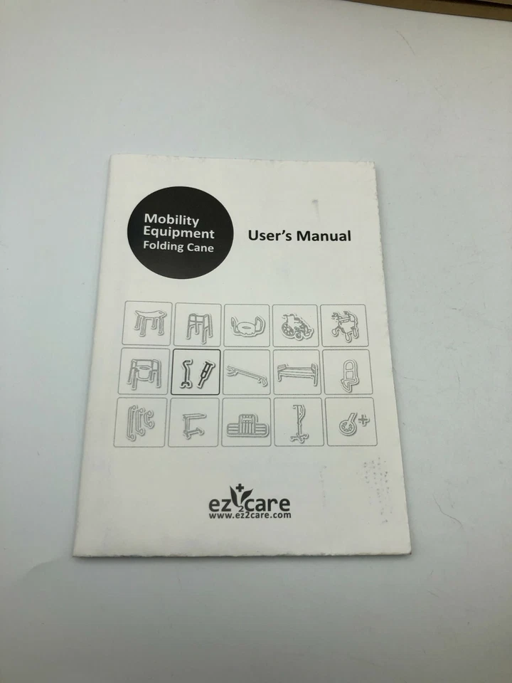 EZ2CARE Folding Cane Metallic Black Pouch Original Box Owners Manual - Image 3 of 4