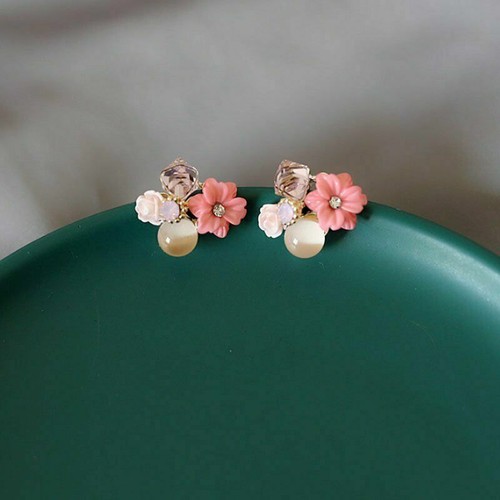 Silver Plated Crystal Shell Flower Earrings Stud Women Charm Jewelry Lab-Created - Picture 10 of 13