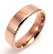 Rose Gold PVD Traditional Wedding Ring Comfort Fit Hypoallergenic Surgical Steel