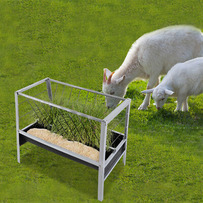 Livestock Feed Trough 2-in-1 Grain & Hay Feeder for Goats Sheep Large Capacity